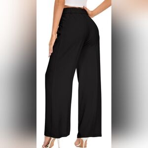 Chic Black Wide-Leg Women's Pants C287